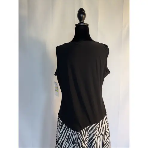 Boho,Chic,Romantic MSK Black And Whites Zebra Print Asymmetrical Hem DressSize L Size L