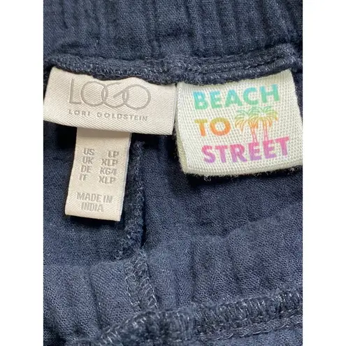 LOGO By Lori Goldstein Beach to Street Cotton Gauze Crop Ankle Pants Sz LP Black