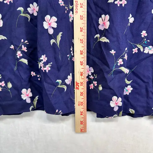 VTG TR Bentley Plus 24 Blue Pink Floral Midi Skirt Summer Resort Cottage Fairy