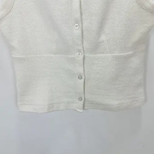 Madewell  Split Crewneck Cardigan Tank Lighthouse Beige Knit Vest Cropped S NWT - Image 10
