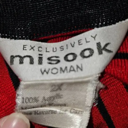 Exclusively Misook Woman Womens‎ Red Black Sleeveless Shell Tank Top 2X