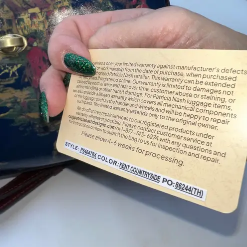 Patricia Nash Florentine Satchel Handbag Blue Horse Rider Print Leather - Image 9