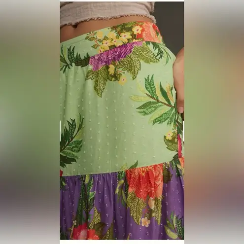 Farm Rio  x Anthropologie Tiered Floral Maxi Skirt | NEW | XS