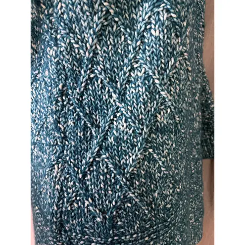 Soft Surroundings Blue Marled Knit Zip Front Tunic Mock Neck Sweater L (est)