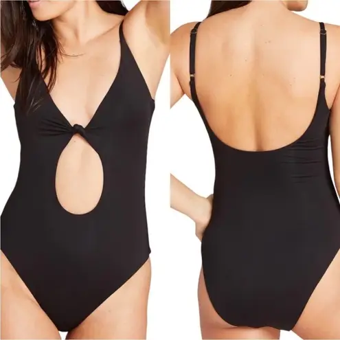 ANDIE  Swim Black Santorini Keyhole Knot One Piece Swimsuit Sz M NWT