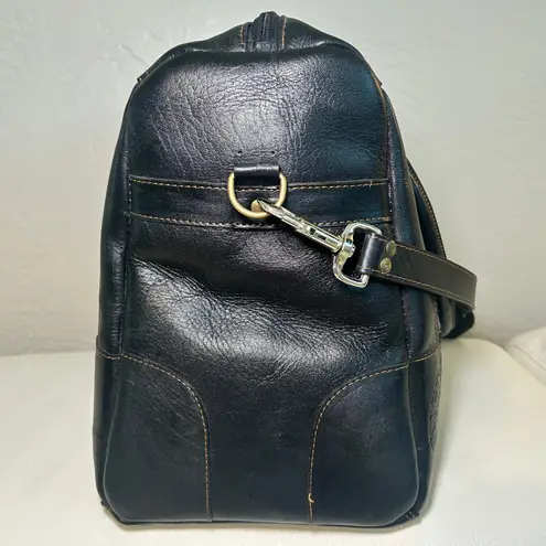 Casa de Oso Peru Leather Wool Duffel Bag Weekender Aztec Tribal Geometric Travel Black