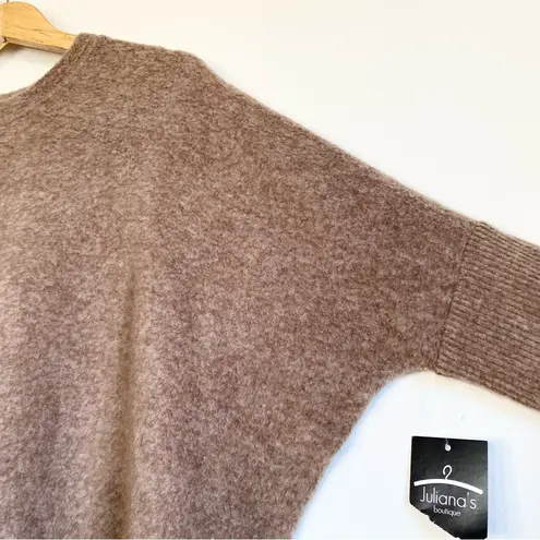 Mocha Taupe Faux Cashmere Dolman Sleeve Batwing Sweater Boxy Crop NWT Medium Brown