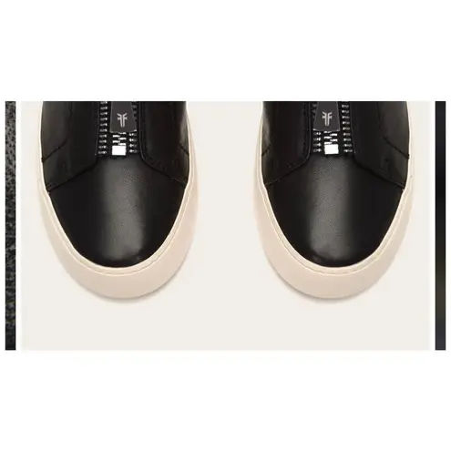 Frye  Lena Zip Low Top Black Leather Moto Slip On Zipper Women’s Shoes size 9