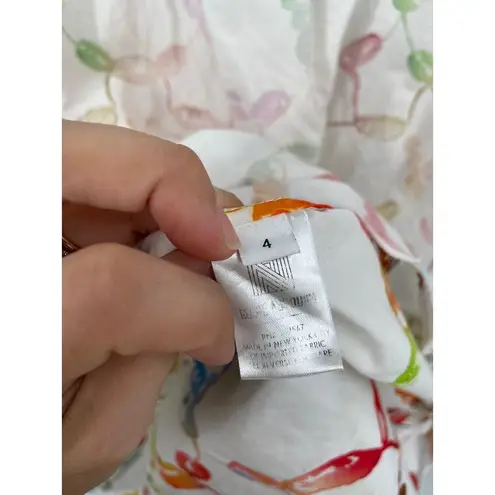 Rosie Assoulin Strapless Off Shoulder White Pastel Print Bell Cuff Midi Dress 4