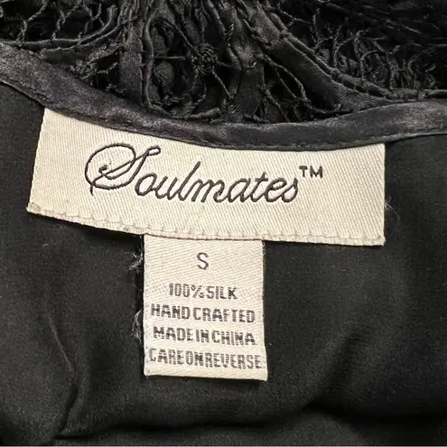 Soulmates Womens Hand-Crocheted Silk Lace Cocktail Dress Size S Beaded Evening