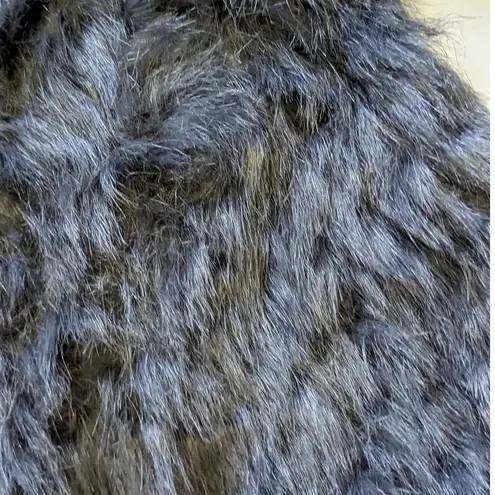 WAYF Faux Fur Dark Gray Coat Jacket Teddy Womens Small Open Front Plush Grey