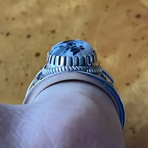 White Buffalo Turquoise Sterling Silver Ring Size 9