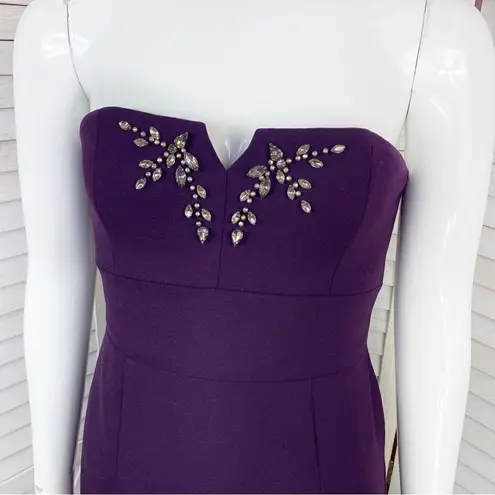 Max and Cleo Rhinestone Detail Strapless Sheath Dress Purple 2