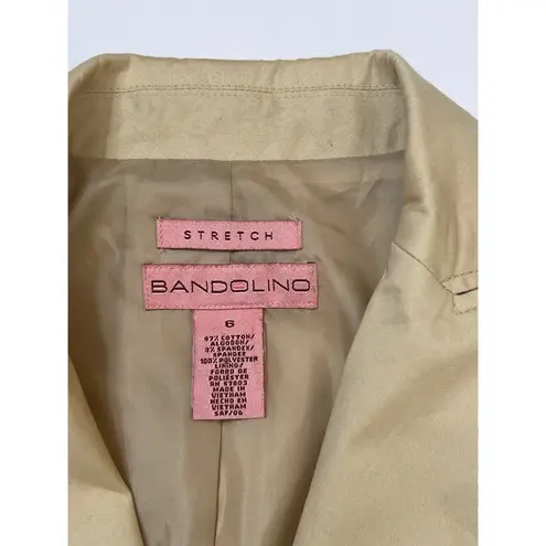 Bandolino Cream Tan Belted 3/4 Sleeves Academia Blazer Jacket Sz 6 Women