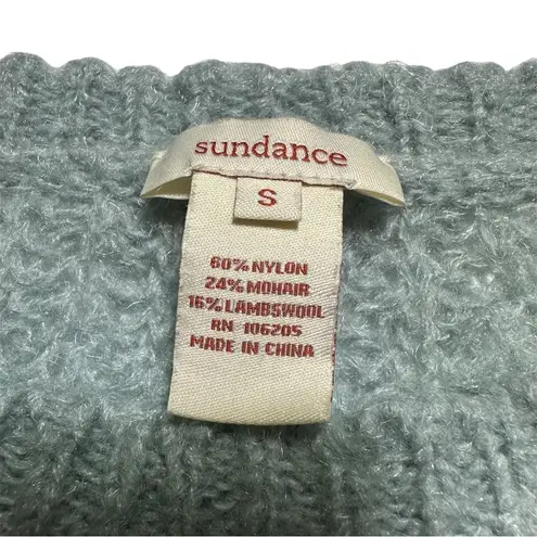 Sundance Teal Seafoam Green Long Sleeve Open Knit Crew Neck Sweater Small Blue