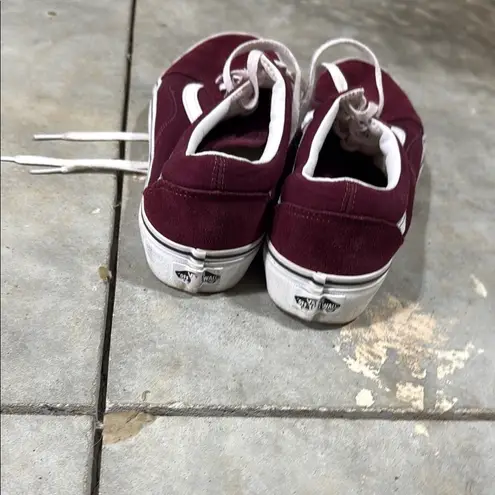 Vans  Red and White Sneakers Classic Low-Top Style