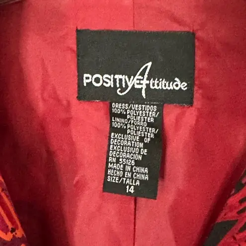 Vintage 90’s Red Abstract Lined Button Up Midi Dress Size 14