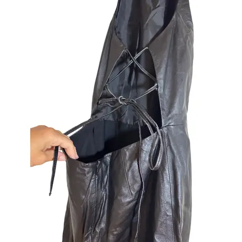 New! Black Leather Halter Lace Up Back Mini Dress Shape FX Newport News, 10