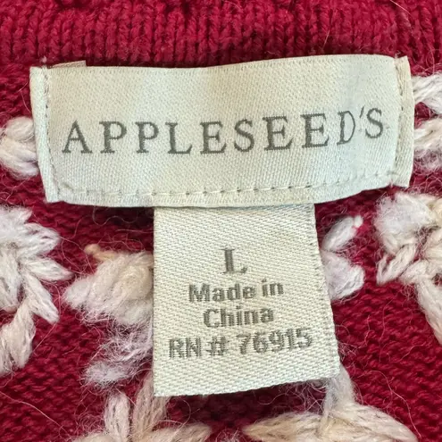 Vintage Nordic Embroidered Winter Cardigan Sweater L Red Size L