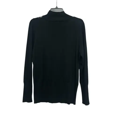 Boston Proper Ribbed Turtleneck Black Embellished Lace Illusion Neckline Size XL