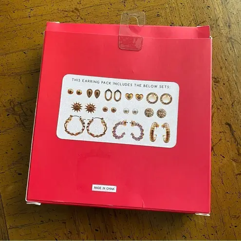 Earrings 12 Days of Bling Gold Studs Hoops Gift Set Casual Neutral Holiday