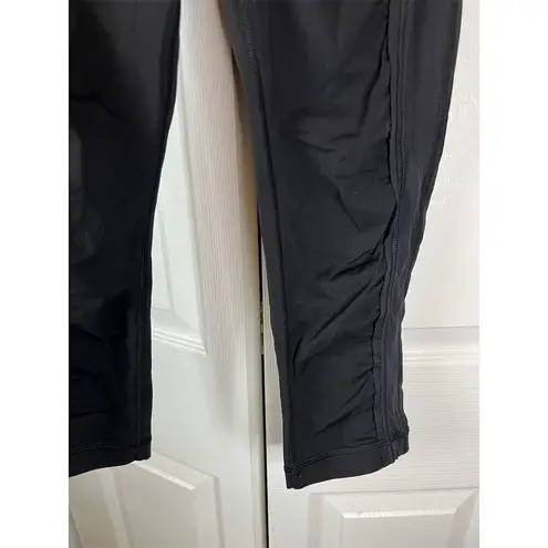 Lululemon Black Ruched Crop Leggings Mesh Criss