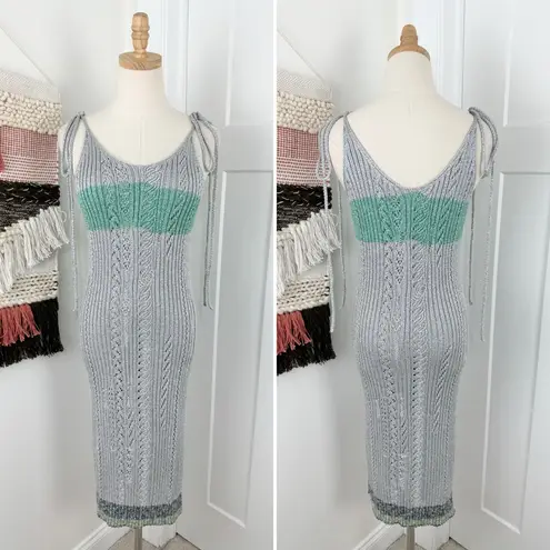 Zadig & Voltaire Jessy Silver Metallic Knit Midi Dress Sz S