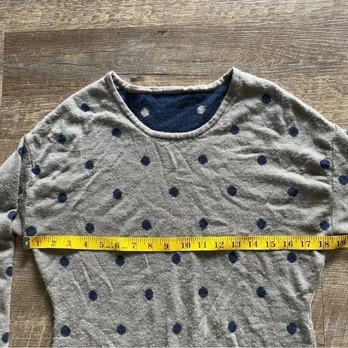 Sweater Dress Reversible Navy Taupe Brown Dot Large Soft Stretch Blue