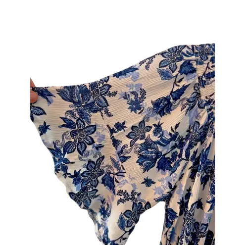 Versona Blouse Size M Off The Shoulder Bell Sleeve Rounded Hem Boho Peasant