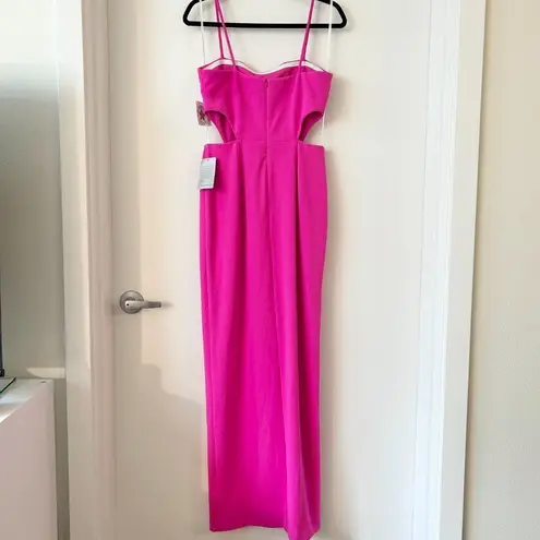 XScape Cutout Slit Maxi Gown Fuschia Size 8 NWT