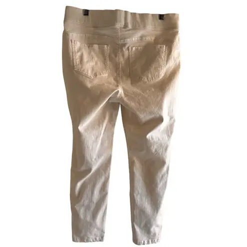 Thalia Sodi Size Lrg Stright Leg Gold Buttons Pockets Cotton Spandex Pants White
