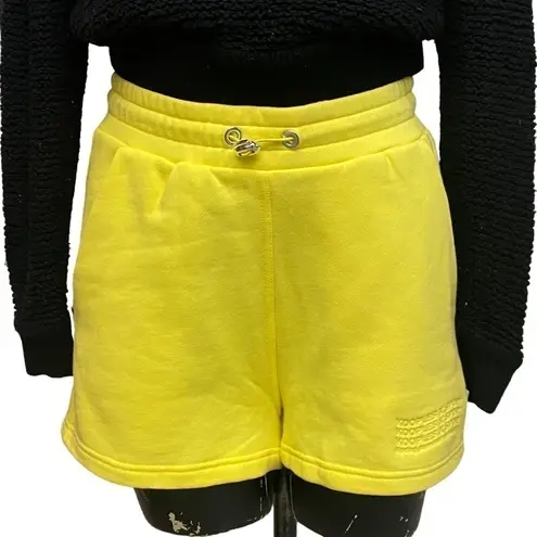 The Kooples NEW x Sport Neon Yellow Logo Fleece Sweat Shorts