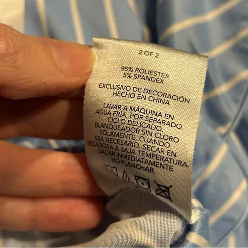 Flora Nikrooz 2-piece Striped Pajama Set, Long Sleeve, Blue, White, Size M