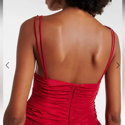 BNWT STAUD Loren Ruched Minidress In Red Bubble Hem w Pockets Size 4