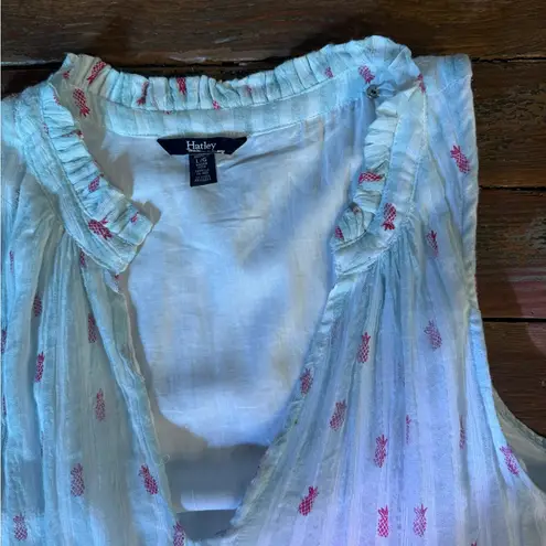 Hatley 100% Organic Cotton Striped Pineapple Maxi Dress ~ Size Large 💚🍄 Pink