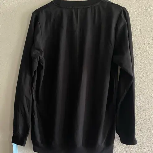 NWT Def Leppard Women Christmas Holiday Black Graphic Sweatshirt L Large