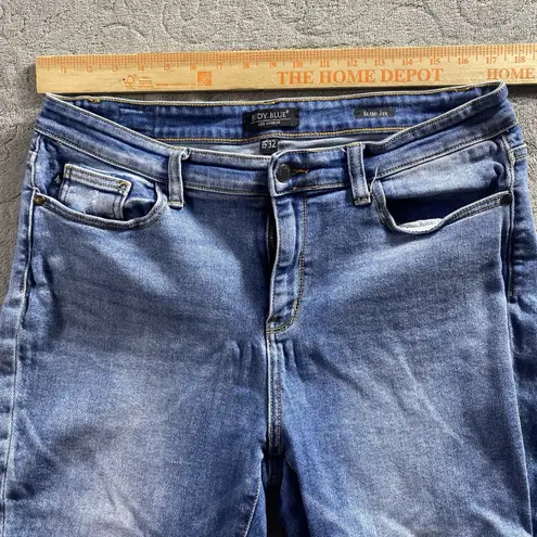 Judy Blue Jeans 15/32 Blue Denim Slim Fit Stretch Zip Grunge Mid Rise College