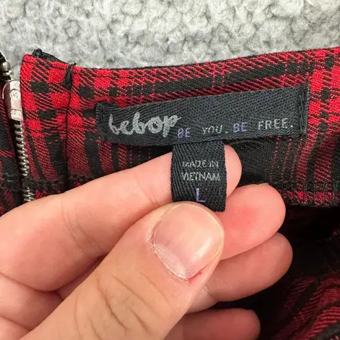 Bebop  Plaid Mini Dress Large Red Black Tartan Pinafore Grunge Y2K Punk 90s‎ thumbnail 4