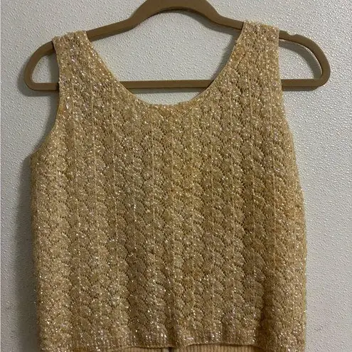 VINTAGE beaded cream wool tank sweater Beaded 10