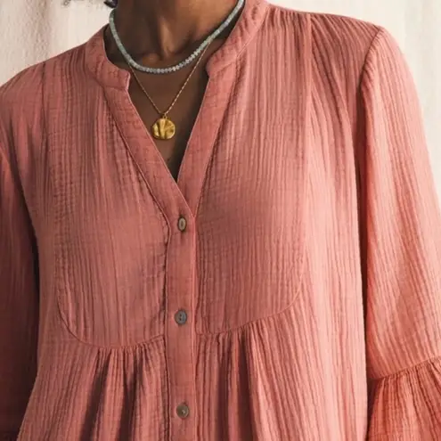 Faherty Dream Cotton Gauze Kasey Dress Coral Dusty Pink NWT Size Small