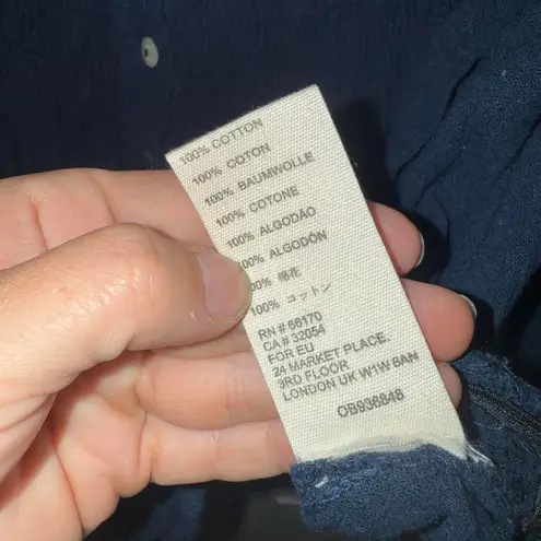 Free People  Dancing Till Dawn Off-Shoulder Peasant Crop Top in navy