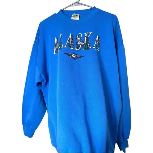 Tultex Vintage 90s Alaska Crewneck blue Sweatshirt Size XL