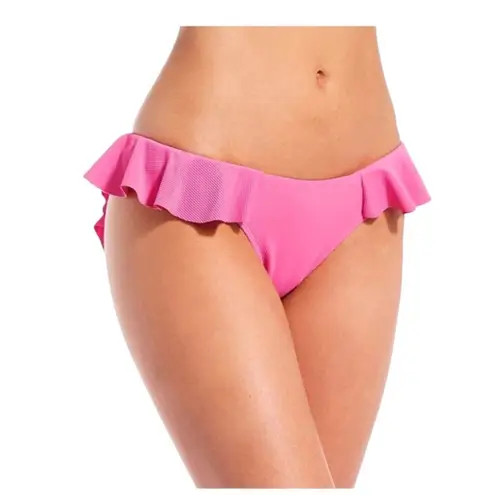 Gianni Bini x Jess Southern NWT Ribbed Ruffle Hipster Pink Bikini Bottom Large