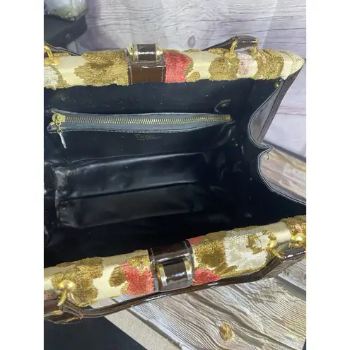 Vintage 1950s Tano Of Madrid Handbag Made in Spain Tapestry Hard Shell Bag Red