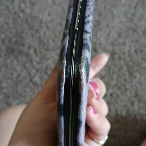 Purple multi animal print metallic wallet