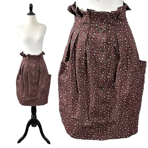 Wood Wood Paper Bag Leopard Eye Skirt Small Burgundy Black Pockets Whimsical
