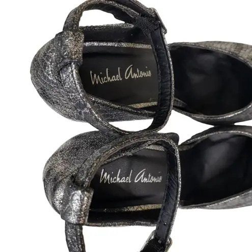 Michael Antonio Womens Ankle Strap Metallic Heels Size 6