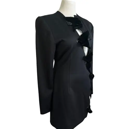 Mother of All Deville Cut Out Velvet Bow Blazer Power Suit Dress Black Medium