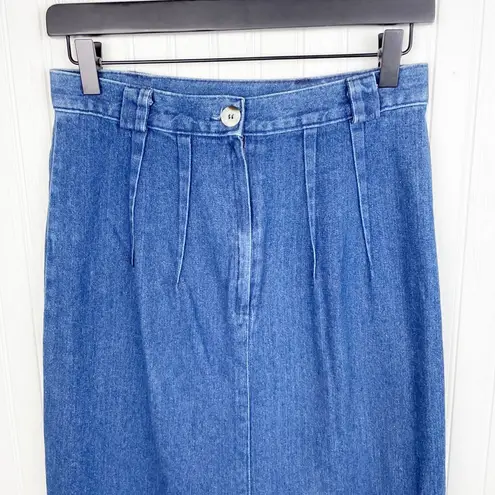 Forenza Vintage 80s 90s Authentic Sportswear Denim Midi Slit Skirt with Buttons