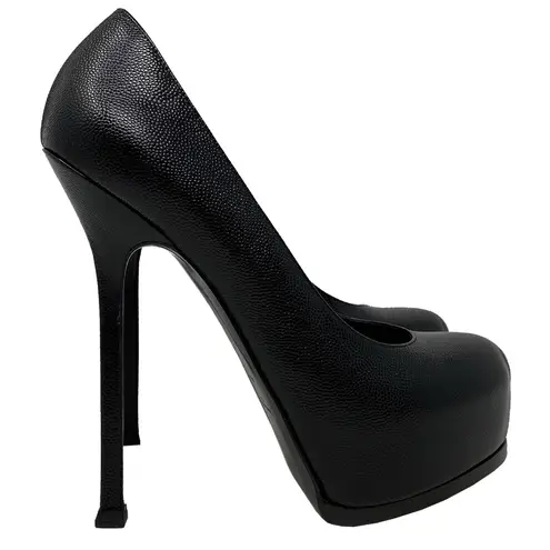 YSL  Tribute 120 Black Leather Platform Pumps